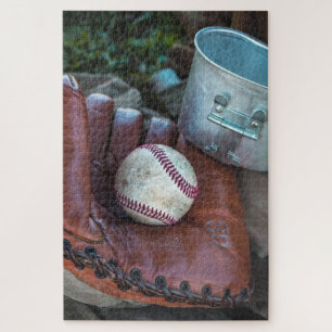 Vintage-Baseballhandschuh und Ball Baseballhandsch Puzzle
