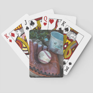 Vintage-Baseballhandschuh und Ball Baseballhandsch Spielkarten