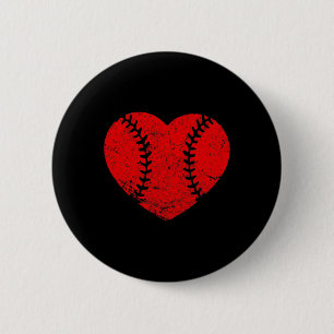 Vintage Baseballherz-Valentinstag-Mädchen Button
