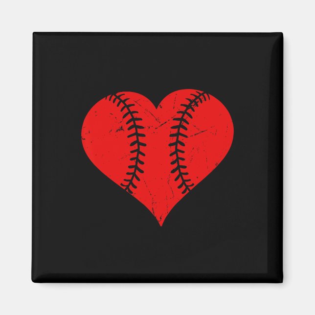 Vintage Baseballherz-Valentinstag-Mädchen Magnet (Vorne)