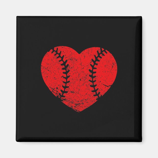 Vintage Baseballherz-Valentinstag-Mädchen Magnet (Vorne)