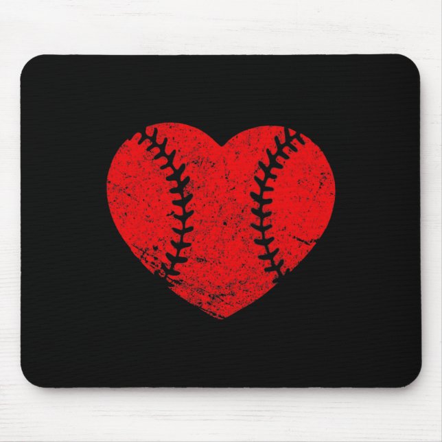 Vintage Baseballherz-Valentinstag-Mädchen Mousepad (Vorne)