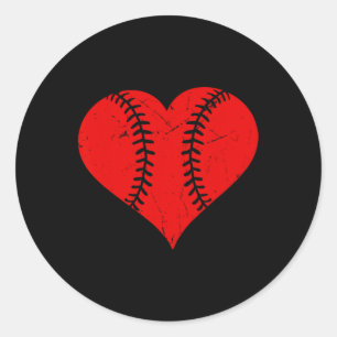 Vintage Baseballherz-Valentinstag-Mädchen Runder Aufkleber