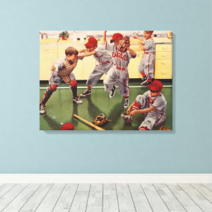 Vintage-Baseballmannschaft, Jungen raufen Leinwanddruck