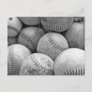 Vintage Baseballs in Schwarz und Weiß Postkarte