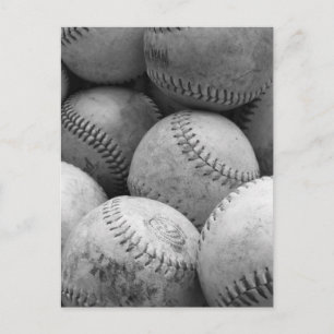 Vintage Baseballs in Schwarz und Weiß Postkarte