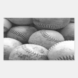 Vintage Baseballs in Schwarz und Weiß Rechteckiger Aufkleber