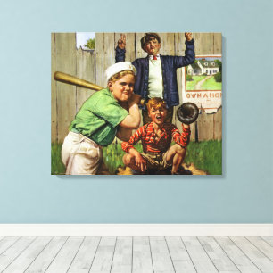 Vintage-Baseballspiel, Kinder Jungen Sport Spieler Leinwanddruck