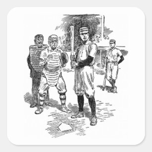 Vintage-Baseballspieler-Aufkleber-Set Quadratischer Aufkleber