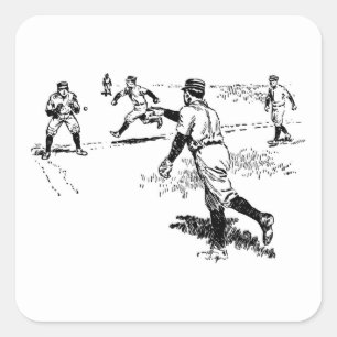 Vintage-Baseballspieler-Aufkleber-Set Quadratischer Aufkleber