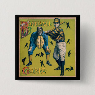 Vintage Baseballspieler beim Zuhause-Spiel Button