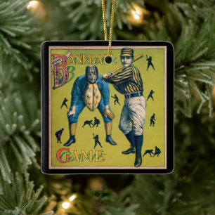Vintage Baseballspieler beim Zuhause-Spiel Keramikornament