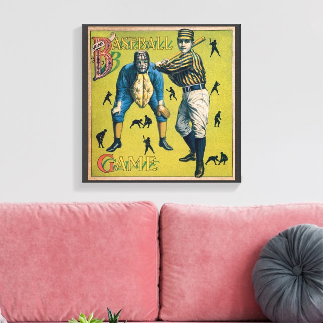 Vintage Baseballspieler beim Zuhause-Spiel Leinwanddruck (Insitu (Wohnzimmer))