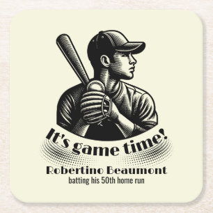 Vintage-Baseballspieler Herren 50. Geburtstag Rechteckiger Pappuntersetzer