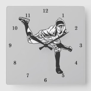 Vintage-Baseballspieler Quadratische Wanduhr