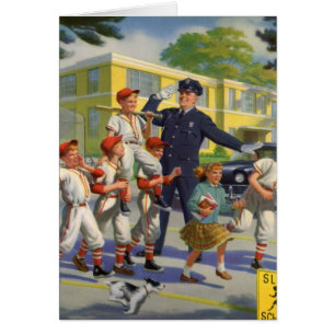 Vintage Baseballspieler und Polizeiwache