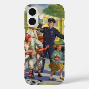 Vintage Baseballspieler und Polizeiwache iPhone 16 Hülle