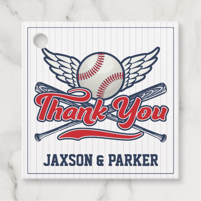 Vintage Baseballstreifen Geschenkanhänger (Vorderseite)