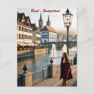 Vintage Basel & Salzburg Postkarte – Rhein &