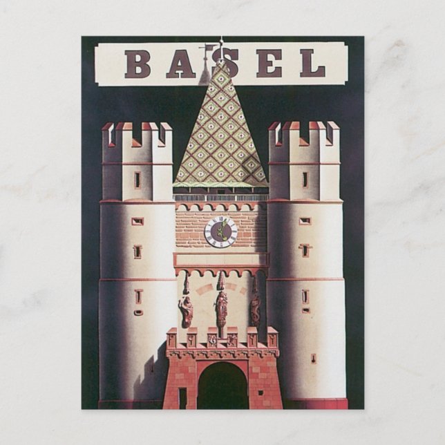 Vintage Basel Schweiz Postkarte (Vorderseite)