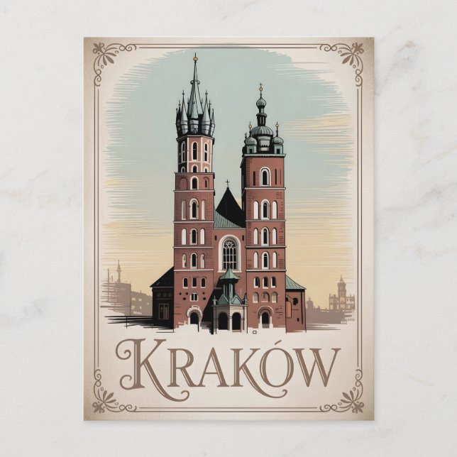 Vintage Basilika Krakau Postkarte (Vorderseite)