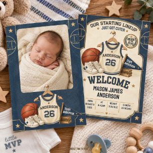 Vintage-Basketball-Baby-Foto-Geburtsanzeige Einladung