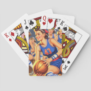 Vintage Basketball-Girls-Illustration Spielkarten