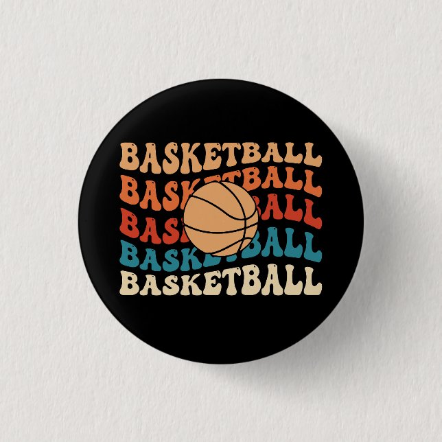 Vintage Basketball Retro Sporttypografie Button (Vorderseite)