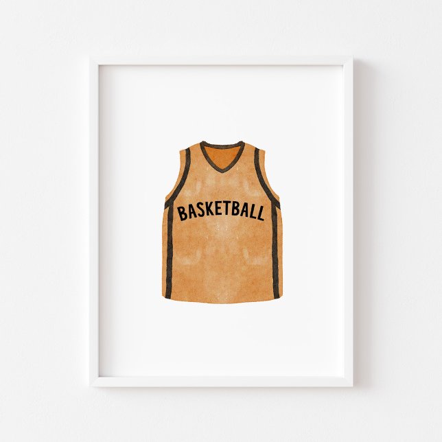 Vintage Basketballuniform in Aquarellfarbe Poster (Von Creator hochgeladen)