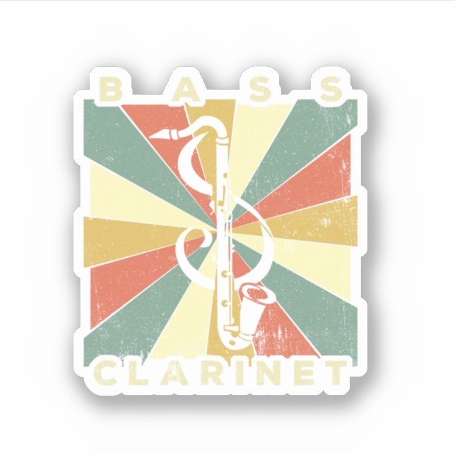Vintage Bass Clarinet Player Music Retro Gift Aufkleber (Vorderseite)