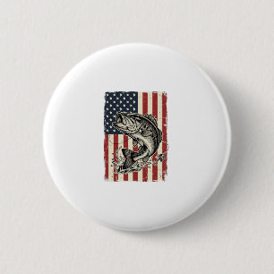 Vintage-Bass-Fischen-Amerikanisches-Flag-Shirt-Des Button