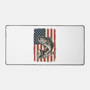 Vintage-Bass-Fischen-Amerikanisches-Flag-Shirt-Des Schreibtischunterlage