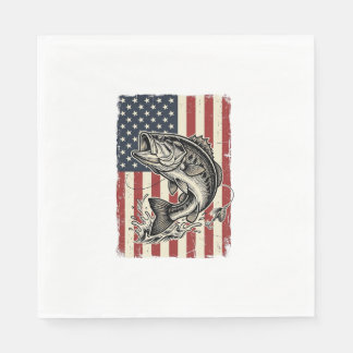 Vintage-Bass-Fischen-Amerikanisches-Flag-Shirt-Des Serviette