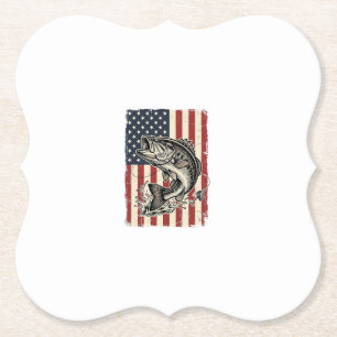 Vintage-Bass-Fischen-Amerikanisches-Flag-Shirt-Des Untersetzer