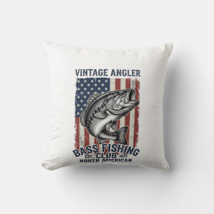 Vintage Bass Fishing American Flag Shirt Design (2 Kissen