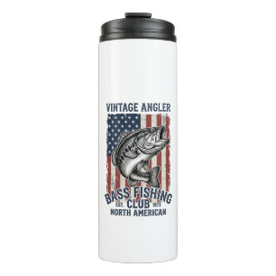 Vintage Bass Fishing American Flag Shirt Design (2 Thermosbecher
