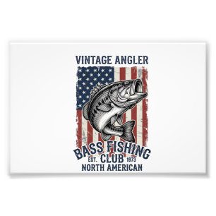 Vintage Bass Fishing Amerikanisches Flagge Shirt D Fotodruck