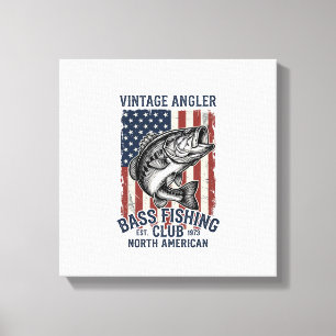 Vintage Bass Fishing Amerikanisches Flagge Shirt D Leinwanddruck