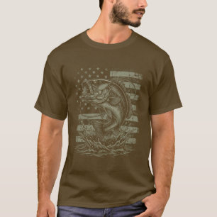 Vintage-Bassangeln US-amerikanische Flagge Tarnmus T-Shirt