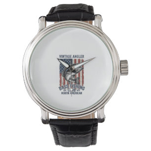 Vintage-Bassfischen-amerikanisches-Flag-Shirt-Desi Armbanduhr
