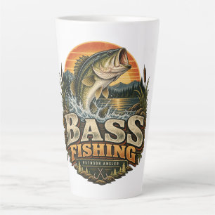 Vintage-Bassfischen bei Sonnenaufgang Milchtasse