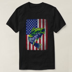 Vintage Bassfischerei 4. Juli Amerikanische Flagge T-Shirt
