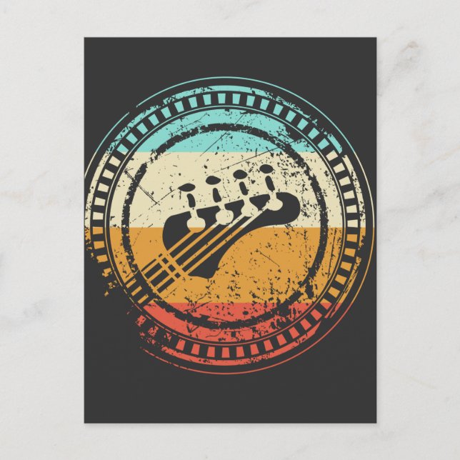 Vintage Bassgitarre Headstock Retro Gitarrist Postkarte (Vorderseite)