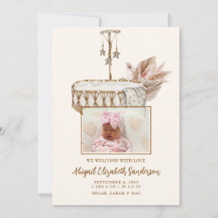 Vintage Bassinet Foto Geburtsankündigung Einladung