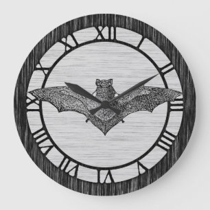 Vintage Bat Illustration Große Wanduhr