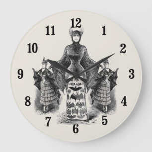 Vintage Bat Ladys Große Wanduhr