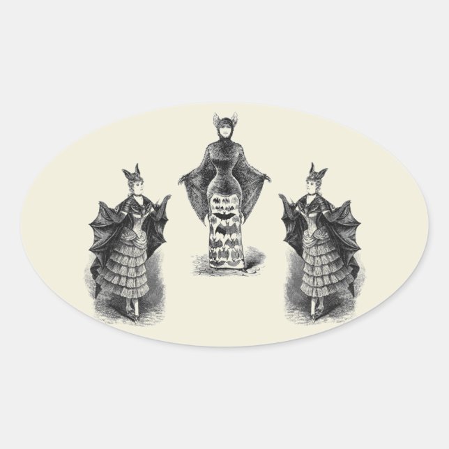 Vintage Bat Ladys Ovaler Aufkleber (Vorderseite)