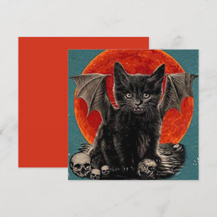 Vintage Batcat Gruselig Frohes Halloween Feiertagskarte