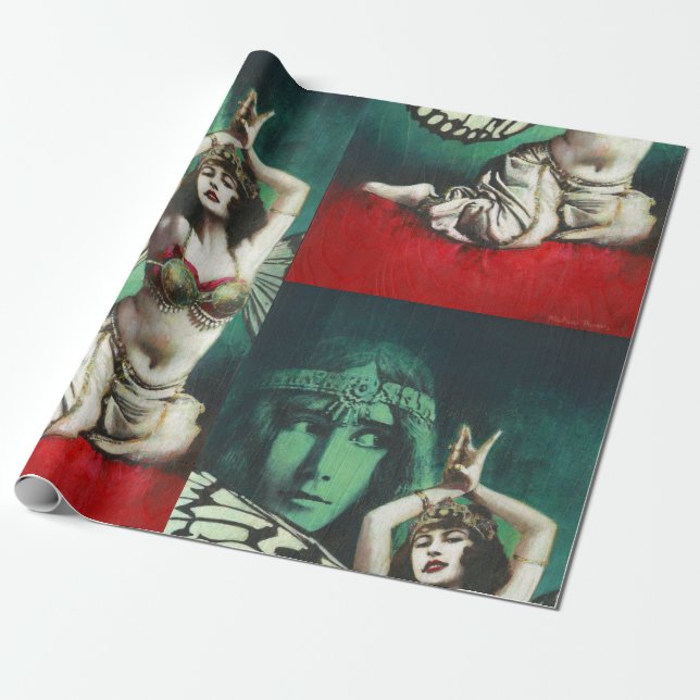 Vintage-Bauchtänzerin-Geschenkpapier Geschenkpapier (Ungerollt)