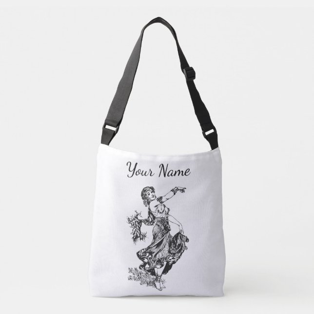 Vintage Bauchtänzerin Tragetaschen Mit Langen Trägern (Vorderseite)